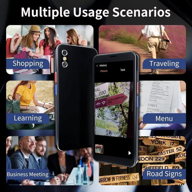 Alt view image 7 of 7 - AI Language Translator Device,Voice Recorder,Two Way Real-Time Voice Translation,Support 139 Languages,ChatGpt Online/Offline,Recording&Photo Translation with 6inch HD Touch Screen (Gray)