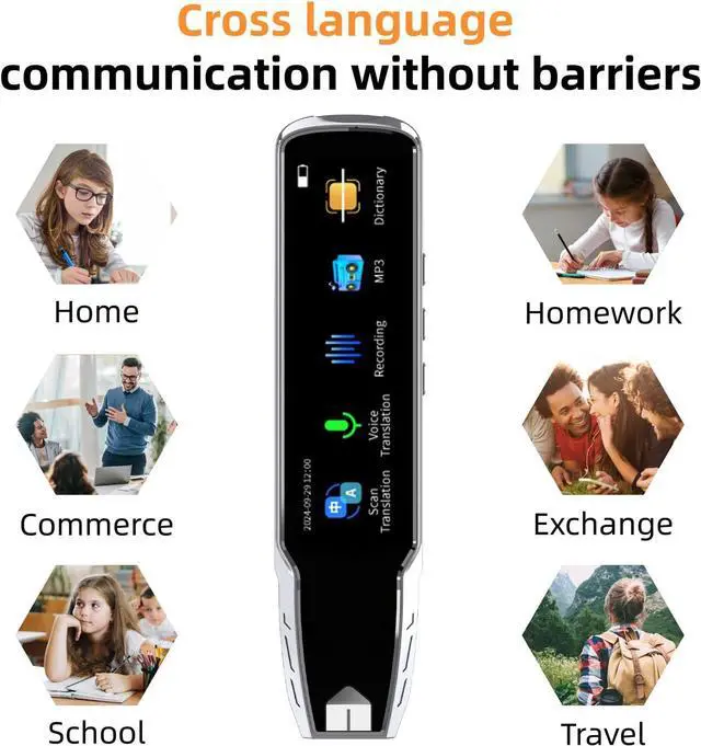 Alt view image 6 of 7 - Translation Pen, OCR Digital Reading Pen with 112 Language, Translation Device with 3.69 Inch Touch Screen, Smart Pen for Instant Voice Translator for Study, Travel, Business