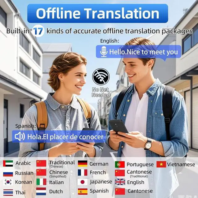 Alt view image 4 of 7 - Language Translator Device with 5-inch HD Screen, Instant Two Way Language Translator with 139 Languages, Online/Offline/AI/Voice/Photo Translation, Real Time Translator for Business Learning Travel