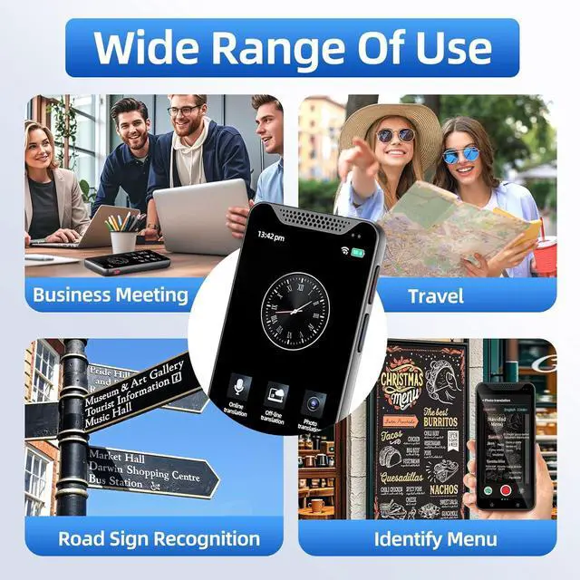 Alt view image 7 of 7 - Language Translator Device with 5-inch HD Screen, Instant Two Way Language Translator with 139 Languages, Online/Offline/AI/Voice/Photo Translation, Real Time Translator for Business Learning Travel