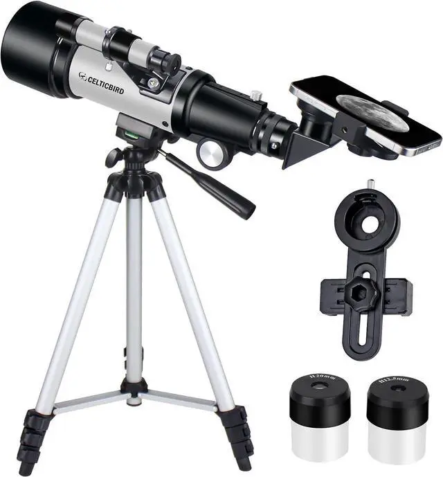 Main image of Telescope for Kids Beginners, 70mm Aperture 400mm Astronomical Refracting Telescope for Adults Students - Travel Telescopes with Tripod, Phone Adapter(Silver)