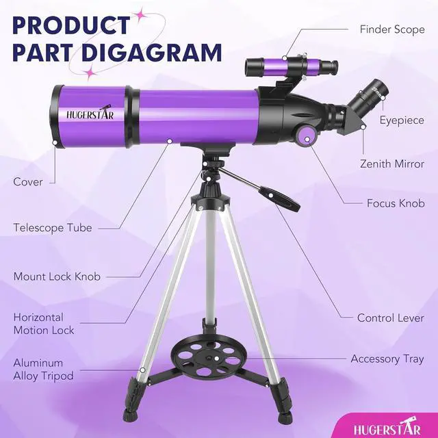 Alt view image 6 of 7 - Telescope, Telescope for Adults & Kids & Astronomy Beginners, 80mm Aperture 600mm Portable Refractor Telescopes Fully Multi-Coated Optics with AZ Mount Tripod, Phone Adapter and Moon Filter