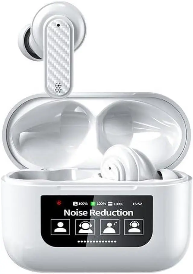 Main image of Translation Earbuds Real Time Voice Language Translator Device Two Way - High Precision Translator Earbuds 144 Languages Wireless BT 5.4, Compatible with Android & iPhone (White)