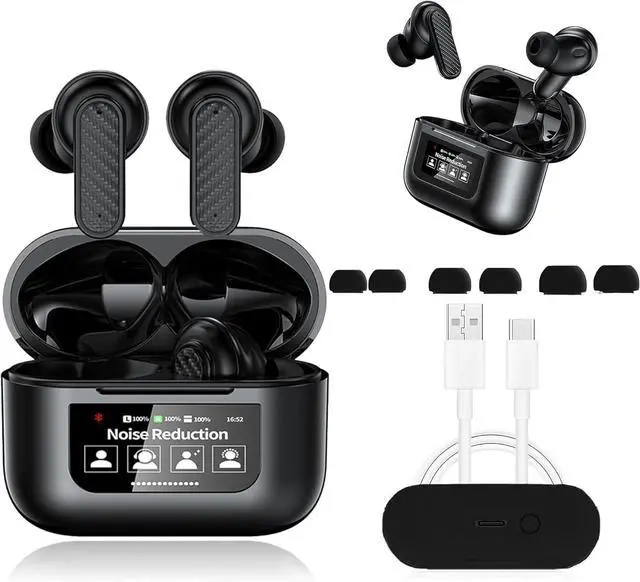 Alt view image 2 of 7 - Translation Earbuds Real Time Voice Language Translator Device Two Way - High Precision Translator Earbuds 144 Languages Wireless BT 5.4, Compatible with Android & iPhone (White)