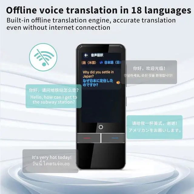 Alt view image 3 of 6 - Language Translator Device, Instant Translation No WiFi Needed, Two Way Real-Time Voice Translation, Accurate Offline Recording, Photo Translation for Travel, Business, and Study (F6)