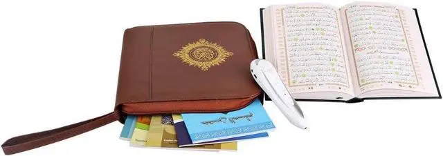Alt view image 5 of 5 - Anlising Digital Holy Quran Pen Ramadan Gift Exclusive Word-by-Word Function for Kid and Arabic Learner Downloading Many Reciters and Languages Digital Qu'ran Talking Pen 5 Small Books Leather Bag