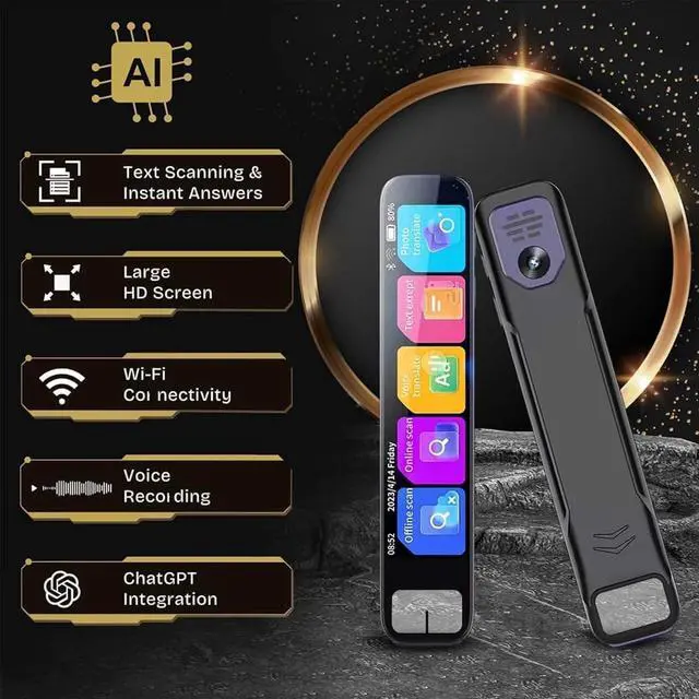 Alt view image 2 of 7 - Pen GPT, AI Pen, PenGPT AI Smart Pen, ScanSense AI Scanning Smart Pen(150+ Languages), Multifunctional Offline Translator Real Time, HD Touchscreen, Voice Recording (Black)