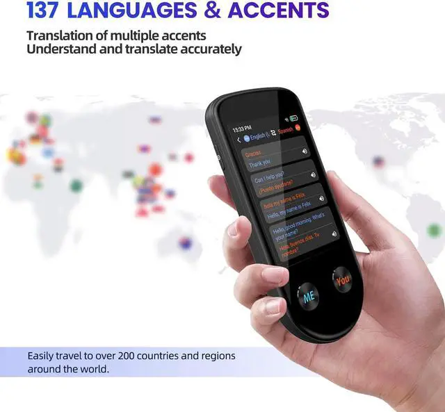 Alt view image 2 of 7 - FLEXMAN Language Translator Device, 130+ Languages Instant Two Way Translator, 3.5Inch Touchscreen Portable Rechargeable Face to Face Translator for Business Learning Travel