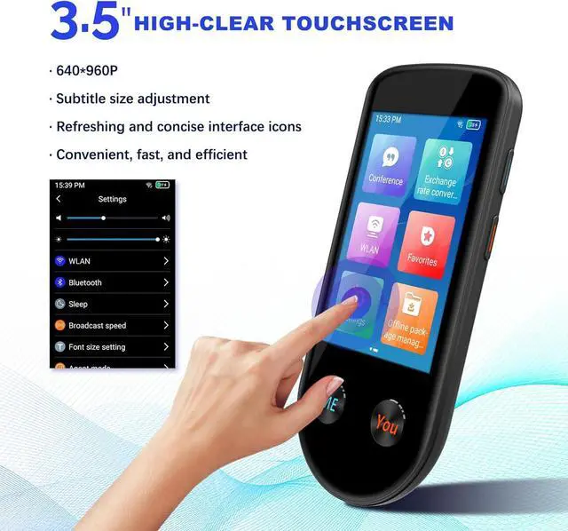 Alt view image 4 of 7 - FLEXMAN Language Translator Device, 130+ Languages Instant Two Way Translator, 3.5Inch Touchscreen Portable Rechargeable Face to Face Translator for Business Learning Travel