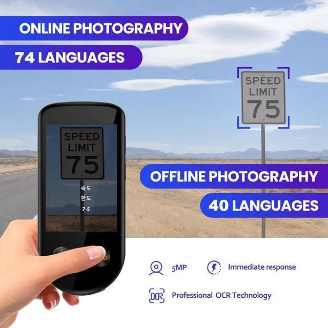 Alt view image 3 of 7 - FLEXMAN Language Translator Device, 130+ Languages Instant Two Way Translator, 3.5Inch Touchscreen Portable Rechargeable Face to Face Translator for Business Learning Travel
