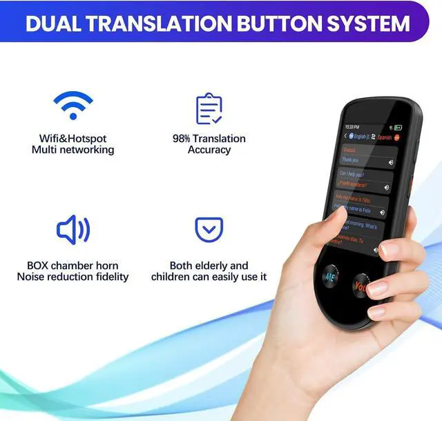 Alt view image 7 of 7 - FLEXMAN Language Translator Device, 130+ Languages Instant Two Way Translator, 3.5Inch Touchscreen Portable Rechargeable Face to Face Translator for Business Learning Travel