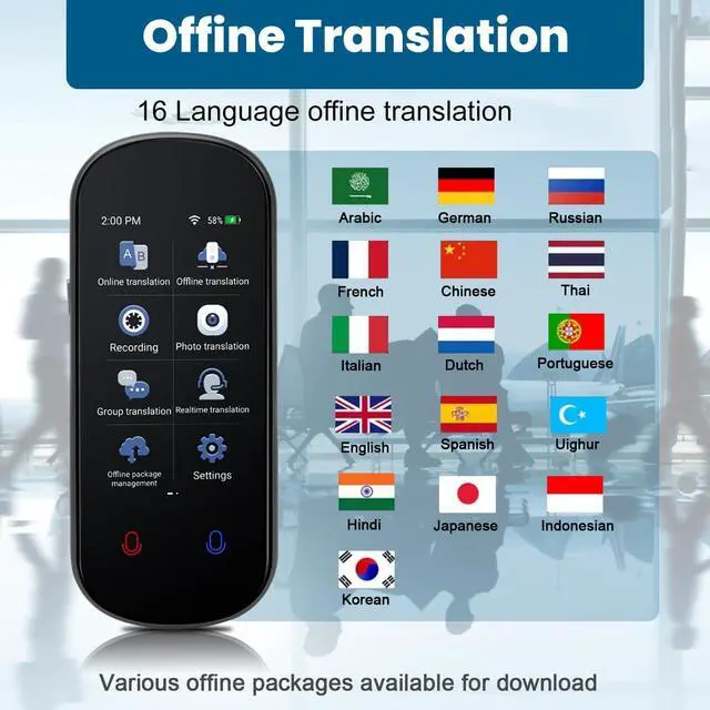 Alt view image 3 of 6 - Language Translator Device, Portable Two-Way Real-Time Translator,138 Languages Supported,Device for Voice/Text/Offline/Photo Translation and Chatgpt with 3 HD Inch Touch Screen for Travel Business