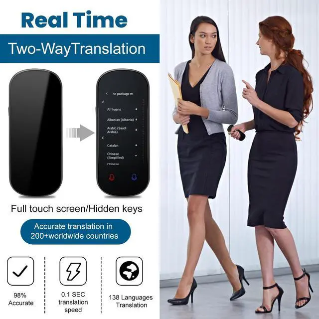Alt view image 6 of 6 - Language Translator Device, Portable Two-Way Real-Time Translator,138 Languages Supported,Device for Voice/Text/Offline/Photo Translation and Chatgpt with 3 HD Inch Touch Screen for Travel Business