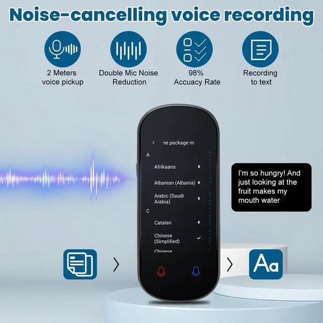 Alt view image 4 of 6 - Language Translator Device, Portable Two-Way Real-Time Translator,138 Languages Supported,Device for Voice/Text/Offline/Photo Translation and Chatgpt with 3 HD Inch Touch Screen for Travel Business