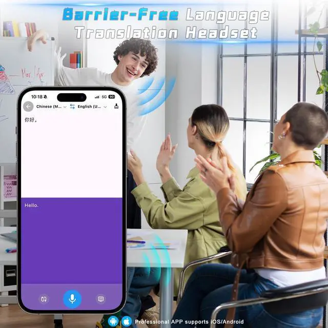 Alt view image 2 of 6 - AI Language Translation Earbuds, OWS 3-in-1 AI Translator Earbuds Support 144 Languages, AI Noise Reduction Translation Earbuds Real time Fit iOS and Android, Suitable for Travel