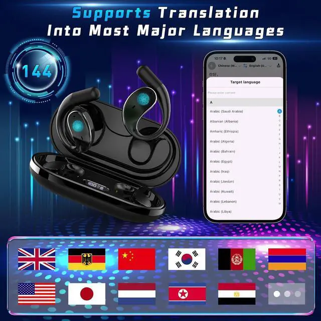 Alt view image 4 of 6 - AI Language Translation Earbuds, OWS 3-in-1 AI Translator Earbuds Support 144 Languages, AI Noise Reduction Translation Earbuds Real time Fit iOS and Android, Suitable for Travel