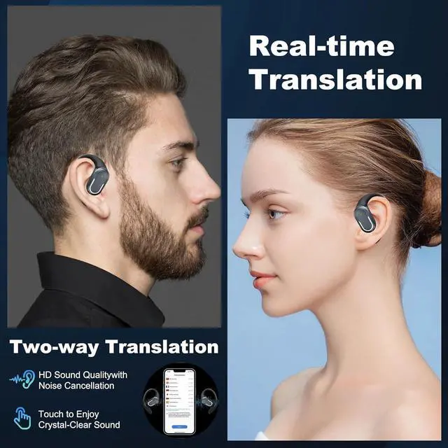 Alt view image 2 of 7 - AI Translation Earbuds Real Time, 3-in-1 Language Translator Earbuds, HD Sound, Long Battery Life, 144 Languages Translation Headphones Translating Device for Travel Business Learning (Black)