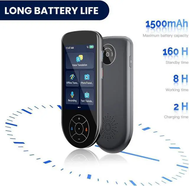 Alt view image 5 of 6 - Language Translator Device No WiFi Needed 2025 Voice Translation Device with 137 Languages 3.5" HD Translator Device Online/Offline/Photo/Text Translation for Travel Business(Grey Black)