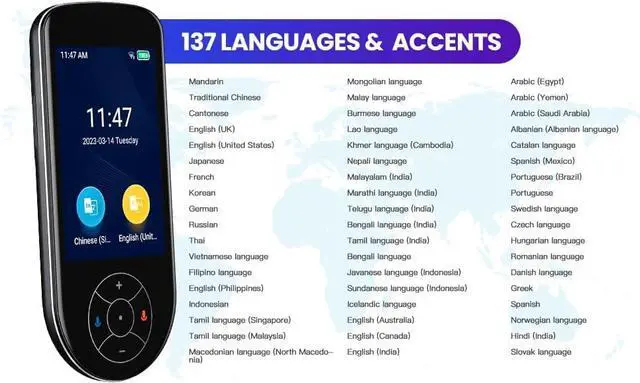 Alt view image 6 of 6 - Language Translator Device No WiFi Needed 2025 Voice Translation Device with 137 Languages 3.5" HD Translator Device Online/Offline/Photo/Text Translation for Travel Business(Grey Black)