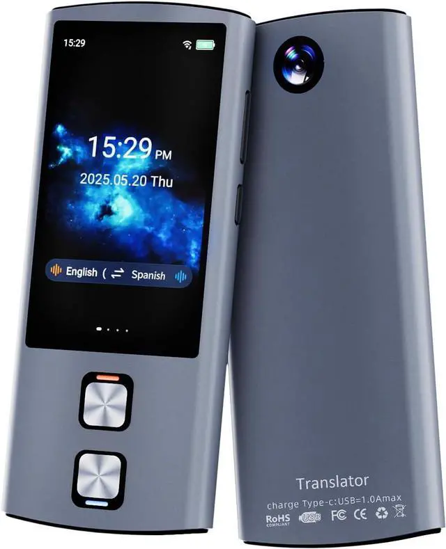 Main image of Language Translator Device, 159 Languages, 2025 AI Pocket Offline Instant Voice Translator, English to Spanish Translator Device, Communication Translation Device for Business Travel Study