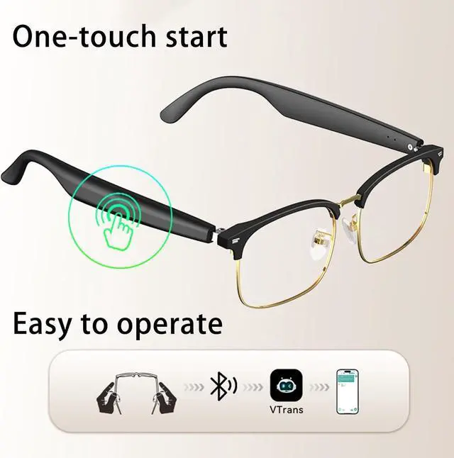 Alt view image 3 of 7 - AI Translator Glasses, Smart Simultaneous Interpretation Glasses, Language Translator Device Supports 138 Languages, Anti Blue Light Lenses, AI smart Glasses for Men/Women for Travel,Business (Sliver)