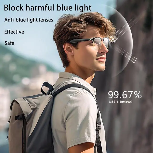 Alt view image 6 of 7 - AI Translator Glasses, Smart Simultaneous Interpretation Glasses, Language Translator Device Supports 138 Languages, Anti Blue Light Lenses, AI smart Glasses for Men/Women for Travel,Business (Sliver)