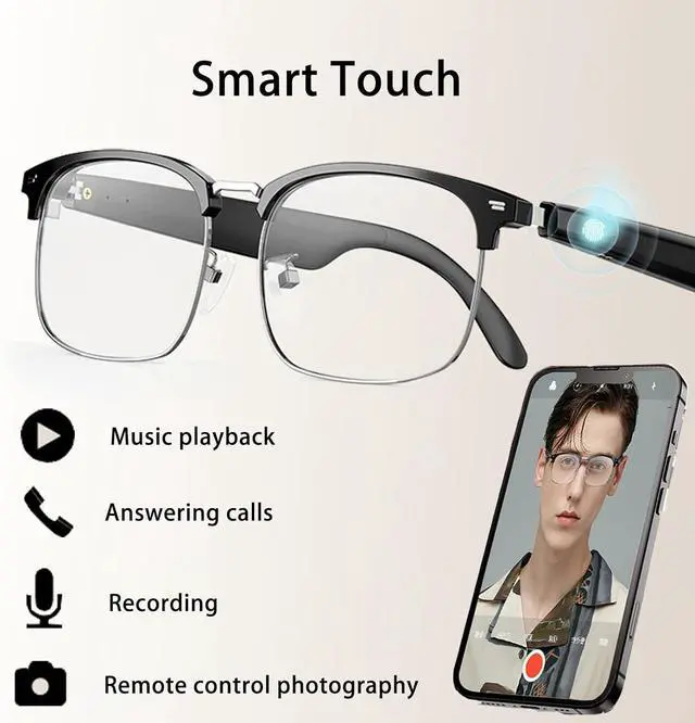 Alt view image 7 of 7 - AI Translator Glasses, Smart Simultaneous Interpretation Glasses, Language Translator Device Supports 138 Languages, Anti Blue Light Lenses, AI smart Glasses for Men/Women for Travel,Business (Sliver)