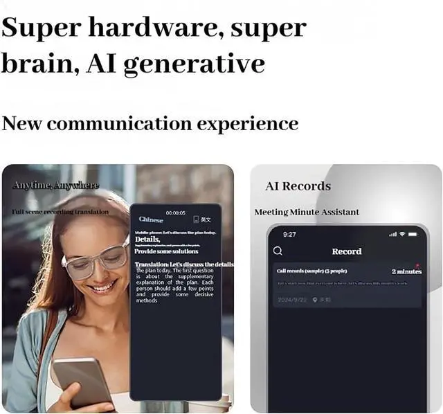 Alt view image 5 of 7 - Andarex Translation Glasses, Andarex Translating Glasses, Smart Ai Wireless Bluetooth Translation Glasses Real Time Voice Assistant with 144 Language for Men Women (2pcs)
