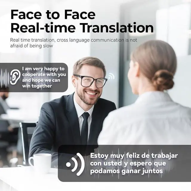 Alt view image 3 of 7 - Andarex Translation Glasses, Andarex Translating Glasses, Smart Ai Wireless Bluetooth Translation Glasses Real Time Voice Assistant with 144 Language for Men Women (2pcs)