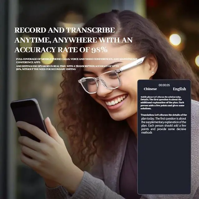 Alt view image 4 of 7 - Andarex Translation Glasses, Andarex Translating Glasses, Smart Ai Wireless Bluetooth Translation Glasses Real Time Voice Assistant with 144 Language for Men Women (2pcs)