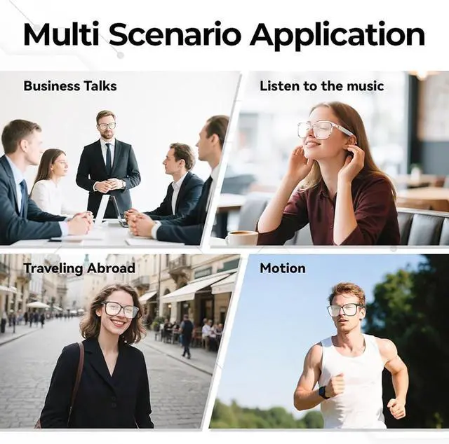 Alt view image 7 of 7 - Andarex Translation Glasses, Andarex Translating Glasses, Smart Ai Wireless Bluetooth Translation Glasses Real Time Voice Assistant with 144 Language for Men Women (2pcs)