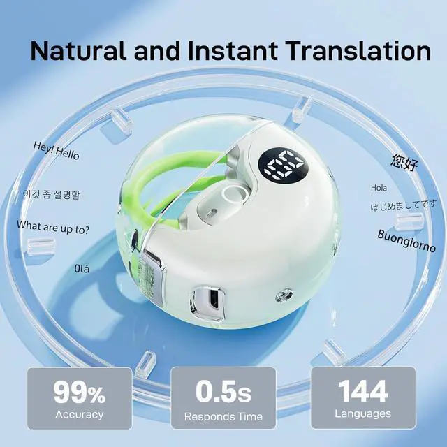 Alt view image 2 of 7 - AI Real-Time Translation Earbuds for iPhone & Android - 144 Language Wireless Translator Headphones, 3-in-1 Bluetooth Earbuds with Portable Charging Case for Travel, Business, Learning