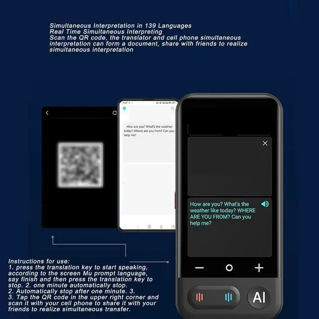 Alt view image 7 of 7 - Language Translator Device AI Voice Translator Real Time Translator 139 Languages Online 20 Offline 0.5s Fast Translation with 4 Inch Touch Screen for Travel Business