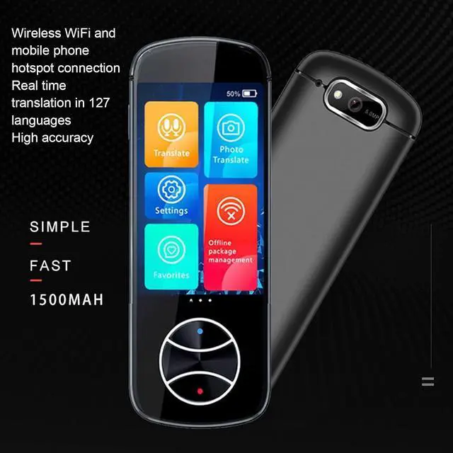 Alt view image 2 of 7 - PUSOKEI Smart Voice Language Translator 127 Languages Two-Way Instant Voice Interpreter Electronic Handheld Pocket Language Translater Devices Photo Translator for Travel, Shopping, Entertainment