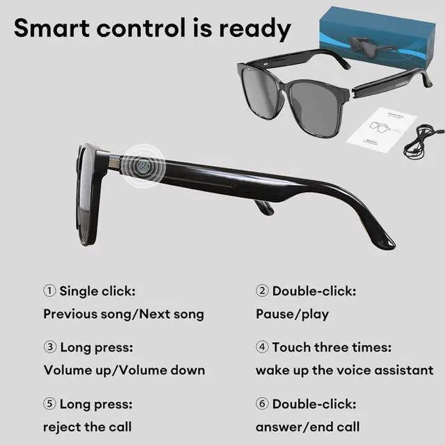 Alt view image 7 of 7 - AI Translator Glasses, AI Glasses for Men Women, AI Smart Glasses Supports 144 Languages, Glasses Headphones Anti-Blue Light Lenses, Open Ear Music & Hd Calling (White)