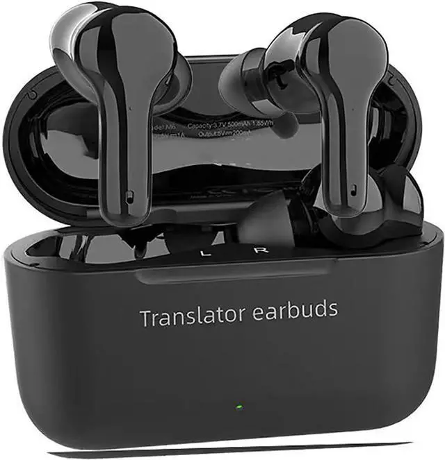 Main image of Language Translator Earbuds - Two-Way Translator Device - Offline Translation, Support 127 Languages Simultaneous Translation, Music and Calling 3-in-1 Wireless Translator Device (Black)