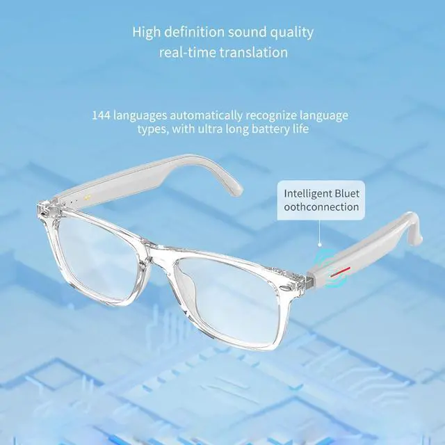 Alt view image 4 of 7 - AI Translation Glasses with Over 100 Languages Real Time Translation, Anti Blue Light, Smart Music Glasses, Great for Business, Travel, or Overseas Students
