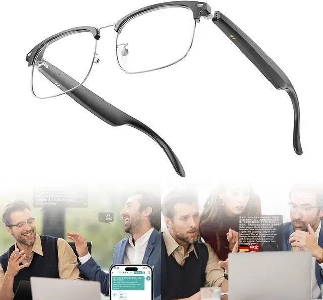 Main image of AI Translator Glasses, Smart Simultaneous Interpretation Glasses, Language Translator Device Supports 138 Languages, Anti Blue Light Lenses, AI smart Glasses for Men/Women for Travel,Business (Sliver)