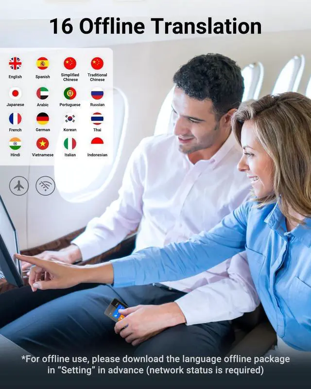 Alt view image 3 of 7 - XUPURTLK Language Translator Device, Voice Translator Device Two Way, 144 Languages Real-Time Translator Device No WiFi Needed, Offline & Recording & Photo Translation for Travel, Business, Learning