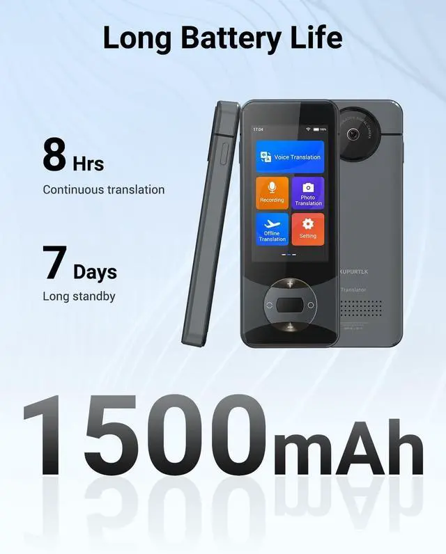 Alt view image 5 of 7 - XUPURTLK Language Translator Device, Voice Translator Device Two Way, 144 Languages Real-Time Translator Device No WiFi Needed, Offline & Recording & Photo Translation for Travel, Business, Learning