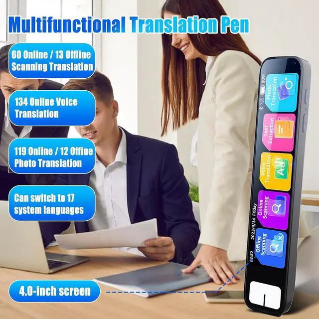 Alt view image 3 of 7 - Upgraded Scan Reader Pen, 134 Language Translator Smart Translator Pen with Touch Screen Support Wi-Fi Wireless Voice Reading Pen for Dyslexia Student Professional Traveler