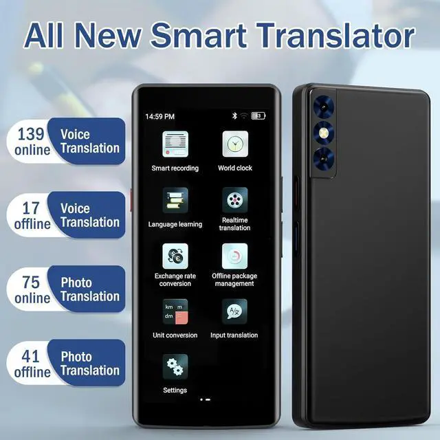 Alt view image 2 of 7 - Language Translator Device, Two Way Real-Time Voice Translation, Support 139 Languages with 5.5 HD Inch Touch Screen, and Accents with WiFi/Offline/Photo Support for Travel, Learning and Business