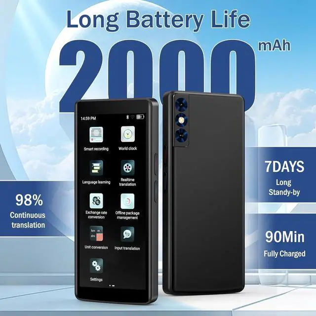 Alt view image 5 of 7 - Language Translator Device, Two Way Real-Time Voice Translation, Support 139 Languages with 5.5 HD Inch Touch Screen, and Accents with WiFi/Offline/Photo Support for Travel, Learning and Business