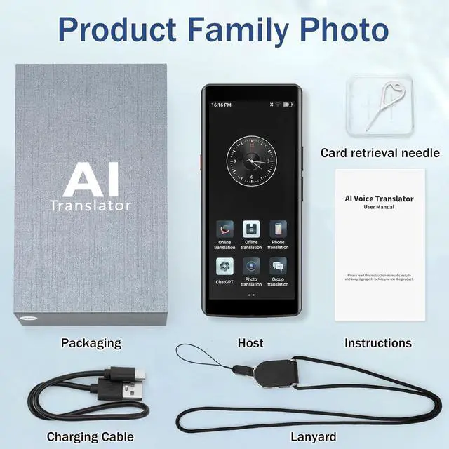 Alt view image 7 of 7 - Language Translator Device, Two Way Real-Time Voice Translation, Support 139 Languages with 5.5 HD Inch Touch Screen, and Accents with WiFi/Offline/Photo Support for Travel, Learning and Business
