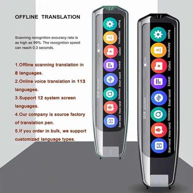Alt view image 3 of 7 - ZJchao Multi Language Translator Pen with Electronic Dictionary Function, 113 Languages Smart Voice Translator Pen Extensive English Vocabulary Recording Feature for Online