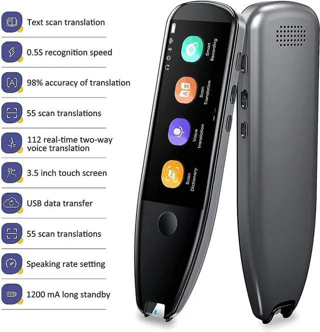 Alt view image 2 of 7 - Pen Translation Device, scanning Translation Reading Pen - multilingual Dictionary Pen with Bluetooth/Wi-Fi/AI Voice Assistant| Scan Text and translate | Speak and translate - Wireless and Offline