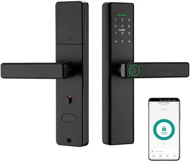 Alt view image 2 of 7 - Smart Lock Fingerprint Door Lock with Touch Screen Password Electronic Locks, Tuya APP Remote Control Smart Door Lock (P12 with TUYA APP)