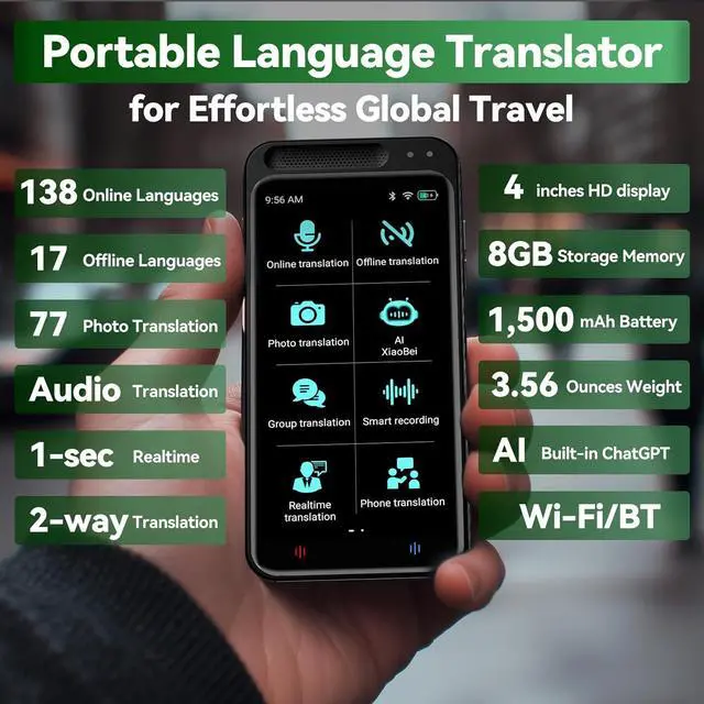 Alt view image 2 of 6 - Smart Translator Device - Real Time Translation Device Two Way, Instant Portable Voice Translator for Travel Business, Traductor de Voz Instantaneo 2025, AI Translator, Offline Edition