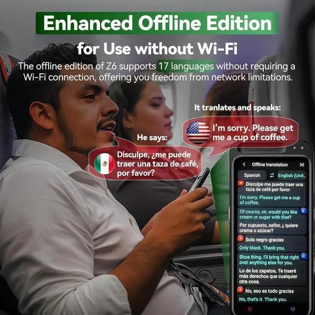 Alt view image 4 of 6 - Smart Translator Device - Real Time Translation Device Two Way, Instant Portable Voice Translator for Travel Business, Traductor de Voz Instantaneo 2025, AI Translator, Offline Edition