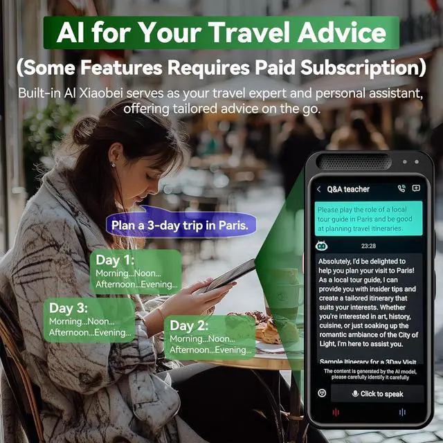 Alt view image 6 of 6 - Smart Translator Device - Real Time Translation Device Two Way, Instant Portable Voice Translator for Travel Business, Traductor de Voz Instantaneo 2025, AI Translator, Offline Edition